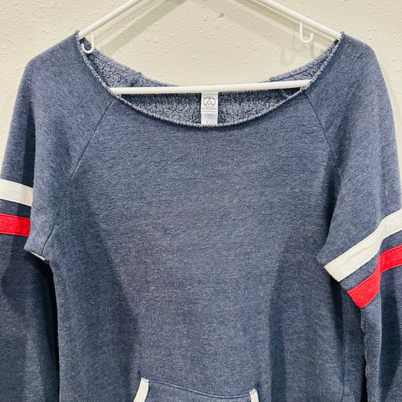 Alternative Earth Blue Striped Sleeve Sweatshirt Pullover Women's‎ XL -sporty - Picture 4 of 12